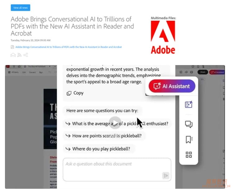 Adobe推类ChatGPT助手AI Assistant 并集成到PDF中插图 Adobe推类ChatGPT助手AI Assistant 并集成到PDF中
