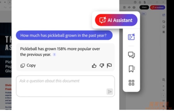 Adobe推类ChatGPT助手AI Assistant 并集成到PDF中插图1 Adobe推类ChatGPT助手AI Assistant 并集成到PDF中
