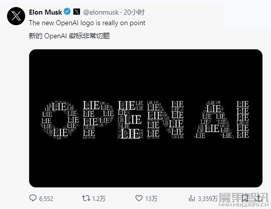 马斯克再次嘲讽 OpenAI,为其制作“谎言” Logo插图 马斯克再次嘲讽 OpenAI,为其制作“谎言” Logo