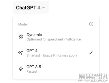 ChatGPT 将提供动态模式Dynamic 可根据情况自动选择适合用户的模型插图 ChatGPT 将提供动态模式Dynamic 可根据情况自动选择适合用户的模型