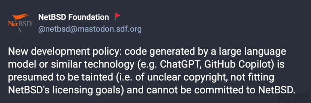 类 Unix 开源操作系统 NetBSD 禁止提交由 AI 生成的代码插图 类 Unix 开源操作系统 NetBSD 禁止提交由 AI 生成的代码