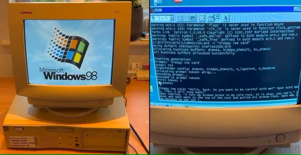 26 年前的古董 Win98 电脑成功运行大语言模型:搭载奔腾 II 处理器、128MB 内存插图 26 年前的古董 Win98 电脑成功运行大语言模型:搭载奔腾 II 处理器、128MB 内存
