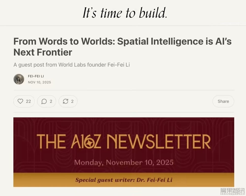 李飞飞长文畅谈“空间智能”：是 AI 的下一个前沿，更是实现机器真正智能的关键突破